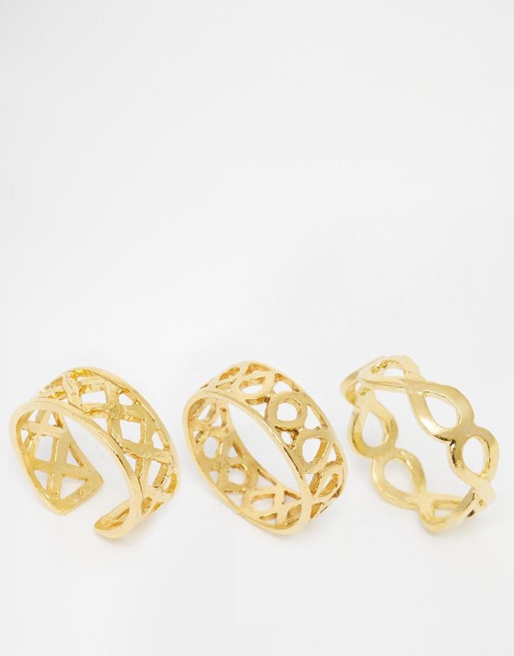 Ottoman Hands Stacking Multipack Rings - Gold
