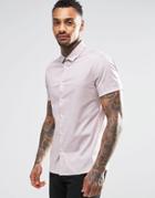 Asos Skinny Shirt In Dusty Pink With Short Sleeves - Dusty Pink