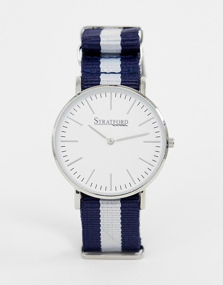 Stratford Mens Nylon Strap Watch In Navy And White - Navy