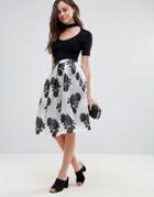 Qed London Floral Print Prom Skirt - Black