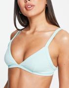 Weekday Ray Triangle Bikini Top In Aqua Blue