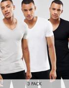 Asos Extreme Muscle Fit T-shirt With V Neck 3 Pack Save - Multi