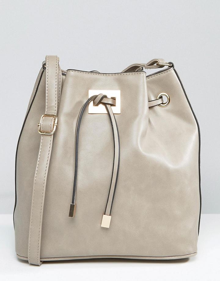 Yoki Fashion Smooth Bucket Bag - Gray