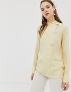 Mango Asymmetric Collar Fasten Blouse In Yellow - Yellow