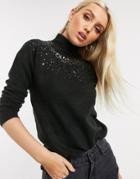 Lipsy Sequin Detail Sweater In Black