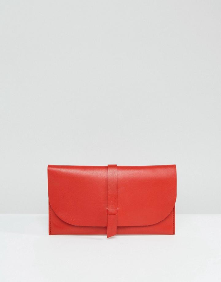 Asos Leather Slot Through Purse - Red