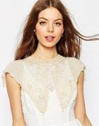 Asos Vintage Embellished High Neck Cape - Cream