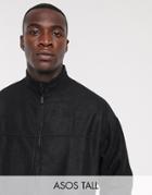Asos Design Tall Oversized Polar Fleece Track Jacket In Black