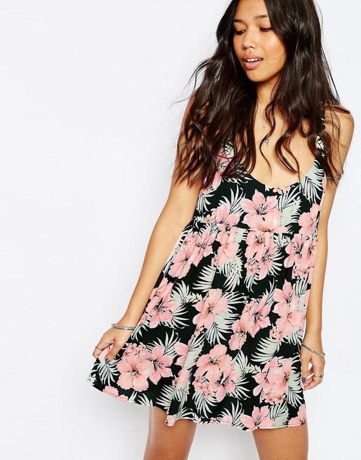 Asos Tropical Print Eyelet Beach Dress - Tropical Print