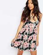 Asos Tropical Print Eyelet Beach Dress - Tropical Print