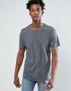 Selected Homme T-shirt With Curved Hem In Melange - Gray