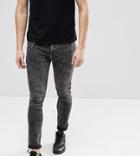 Brooklyn Supply Co Super Skinny Jeans In Acid Wash With Chain - Black