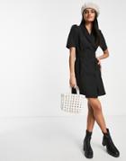 Miss Selfridge Belted Tux Dress In Black