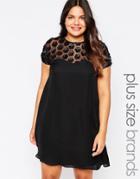 Praslin Plus Swing Dress With 3d Floral Top - Black
