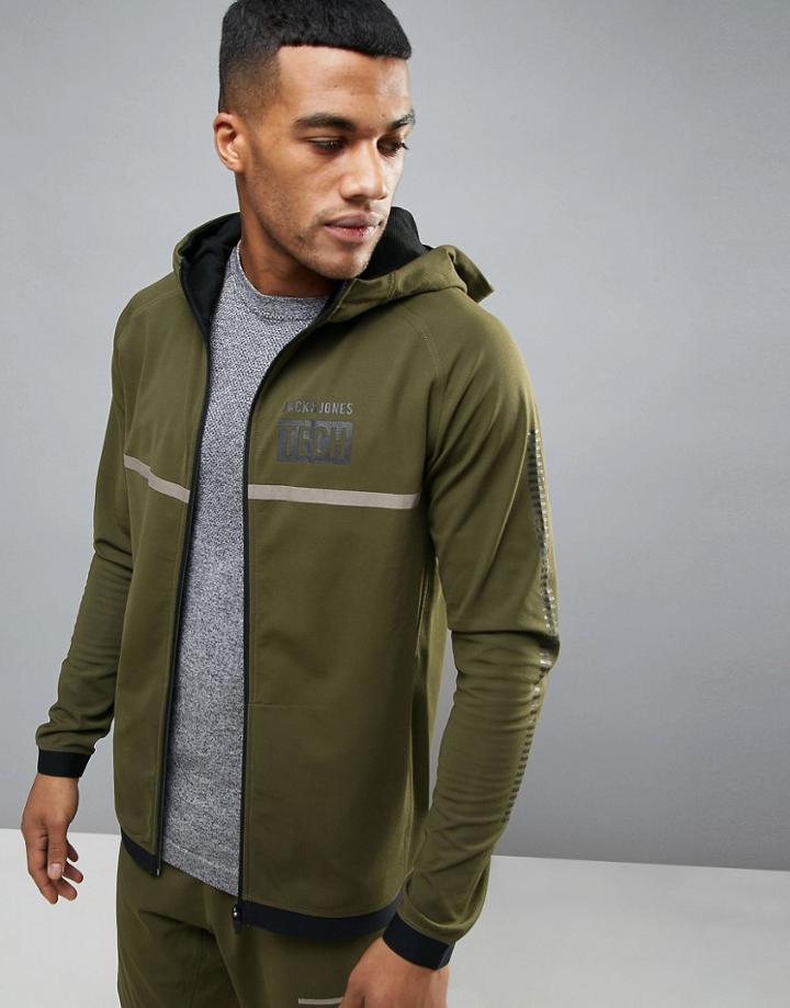 Jack & Jones Tech Running Sweatshirt With Print - Green