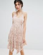 Love Triangle Lace Dress With Hanky Hem - Pink