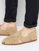 Asos Woven Sandals In Stone Suede - Stone