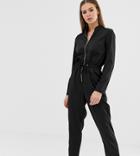 Missguided Utility Zip Front Jumpsuit In Black - Black