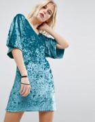Story Of Lola Velvet Wrap Front Kimono Dress - Green