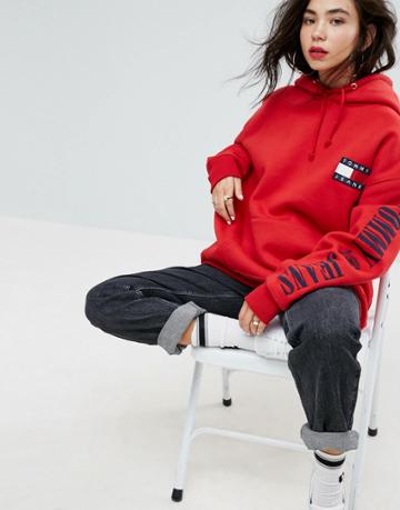 Tommy Jeans 90s Capsule Logo Hoodie - Red