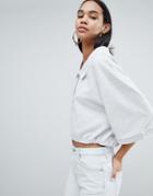 Weekday Oversized Crop Polo Shirt In Gray - Gray