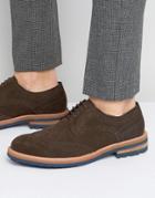 Dune Blind Side Suede Derby Brogue Shoes - Brown