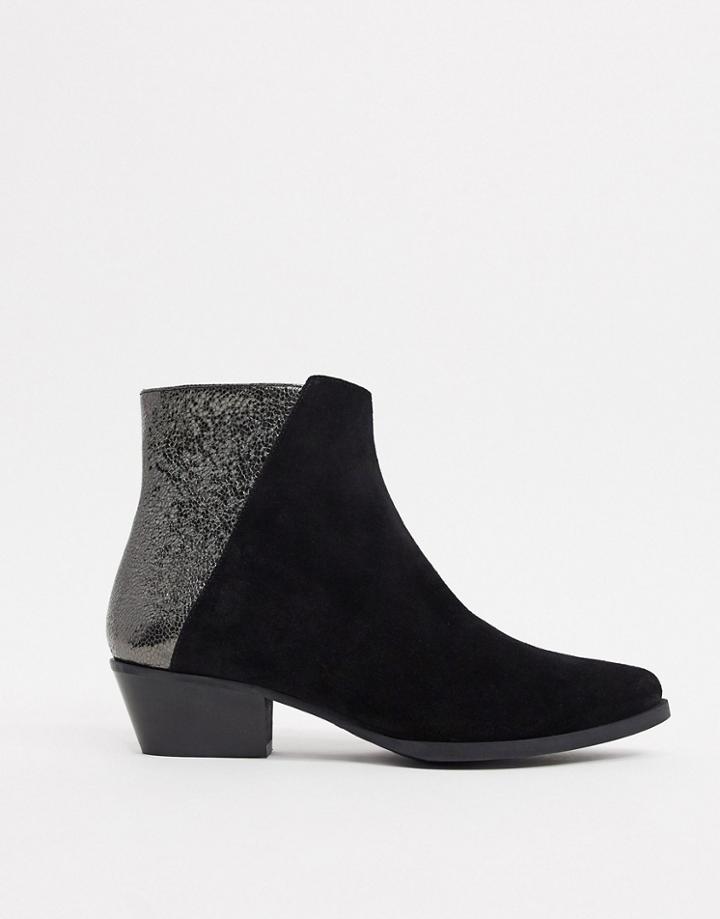 Karen Millen Alice Low Ankle Boot In Black Silver Mix
