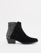 Karen Millen Alice Low Ankle Boot In Black Silver Mix