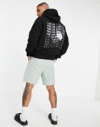 The Couture Club Hoodie In Black With Flame Print And Boucle Heart