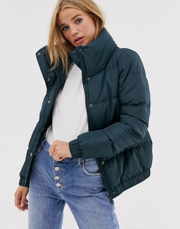 Brave Soul Slay Cropped Padded Coat-navy