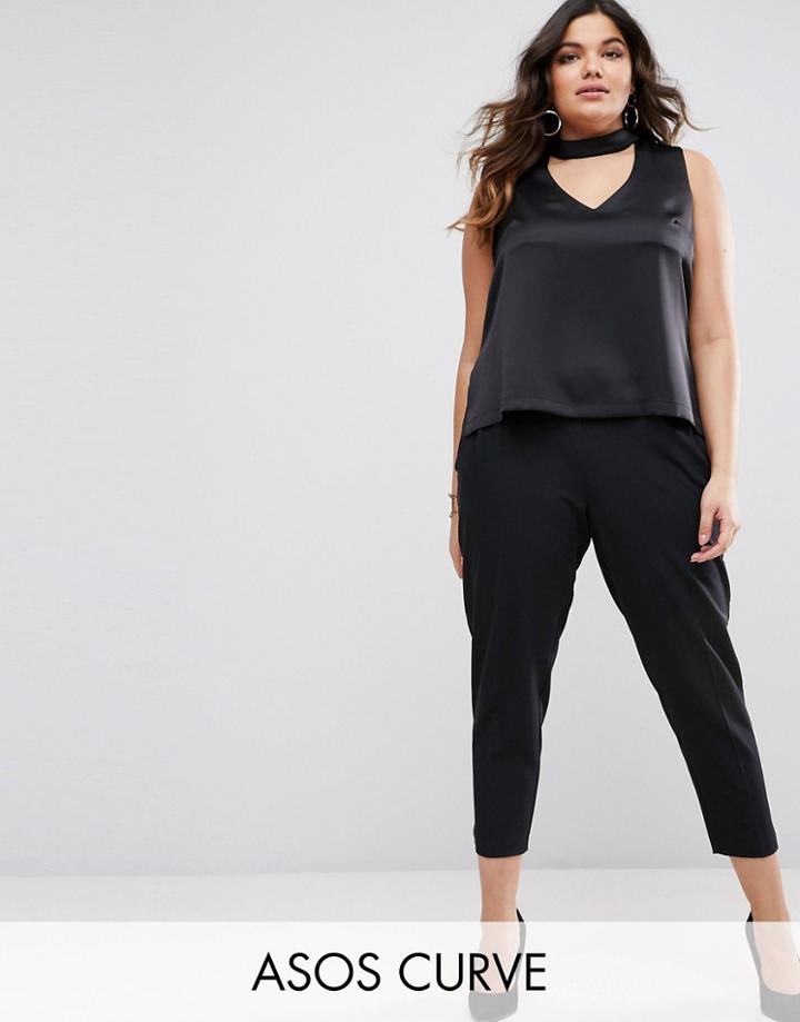 Asos Curve High Waist Tapered Pant - Black
