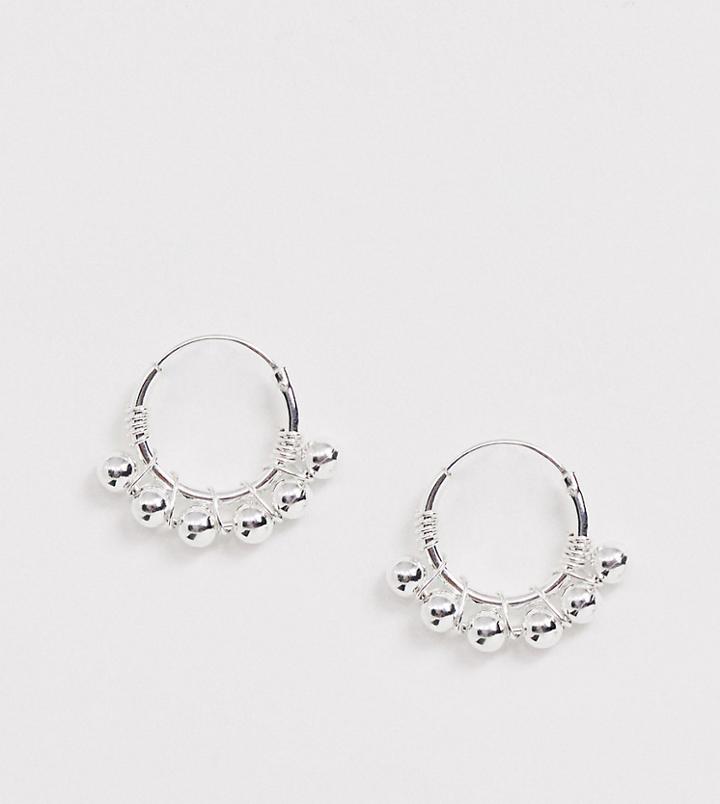 Kingsley Ryan Sterling Silver Ball Detail Hoop Earrings - Silver