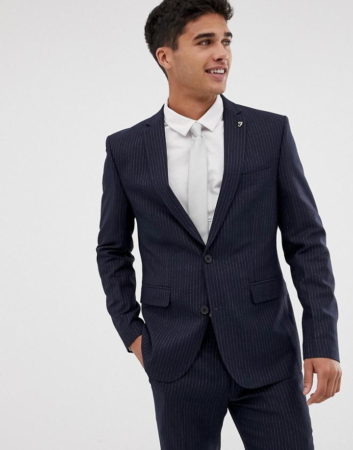 Farah Henderson Skinny Fit Pinstripe Suit Jacket In Navy