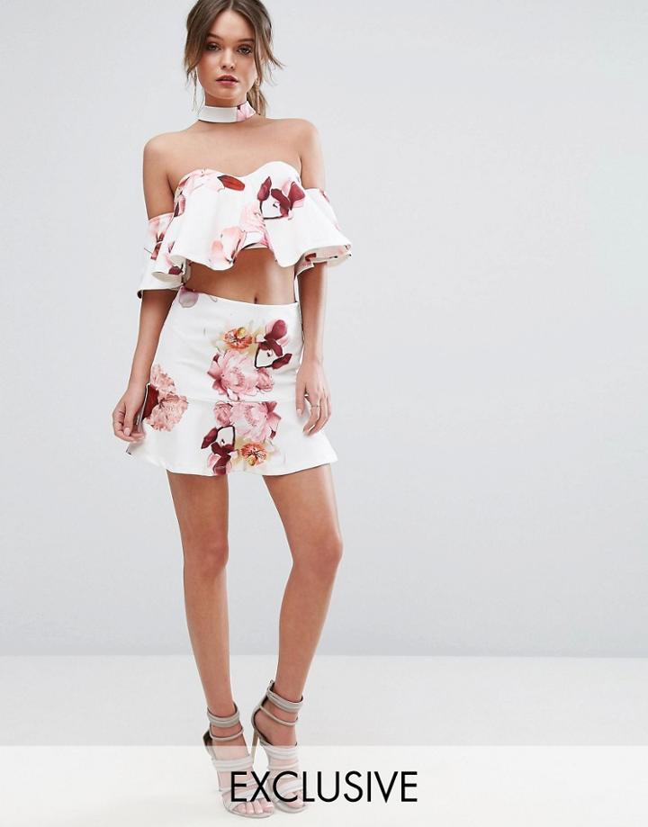 Ginger Fizz Peplum Hem Printed Mini Skirt - Multi