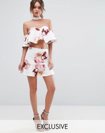 Ginger Fizz Peplum Hem Printed Mini Skirt - Multi