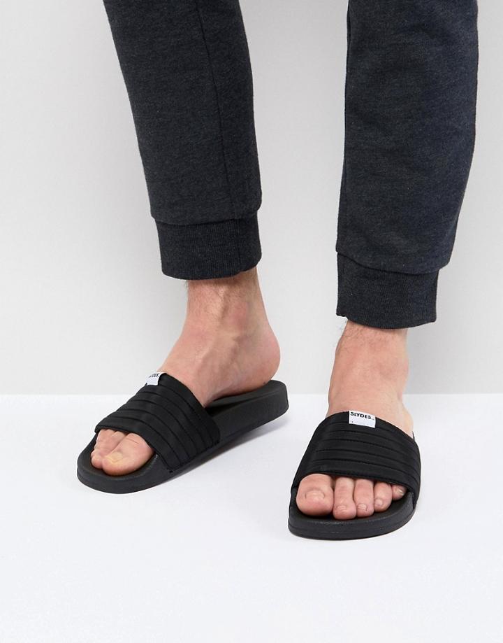 Slydes West Quilted Slider Flip Flops - Black