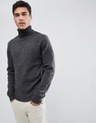 French Connection Chunky Roll Neck Sweater Plain-gray