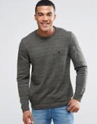 Asos Crew Neck Sweater In Khaki Twist Cotton With Logo - Green