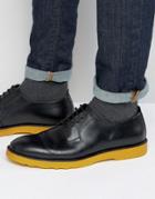 Asos Derby Shoes In Black Leather With Colored Sole - Black