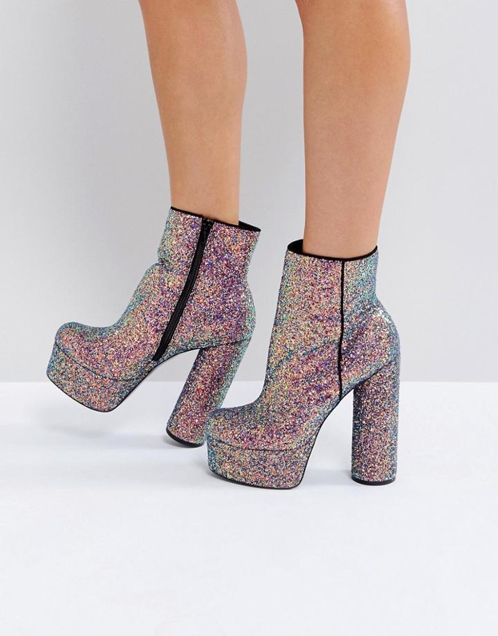 Asos Electrifying Platform Ankle Boots - Multi