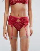 Asos Juno Eyelash Lace Suspender - Red