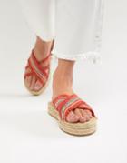 London Rebel Flatform Espadrille Sandals-orange