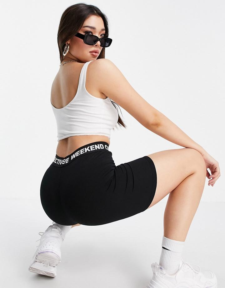 Asos Weekend Collective Legging Short With Elastic Waist In Black