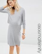 Asos Maternity Double Layer Knit Dress In Cashmere Mix - Gray