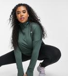 Asos 4505 Curve Icon Long Sleeve Top With 1/4 Zip-green