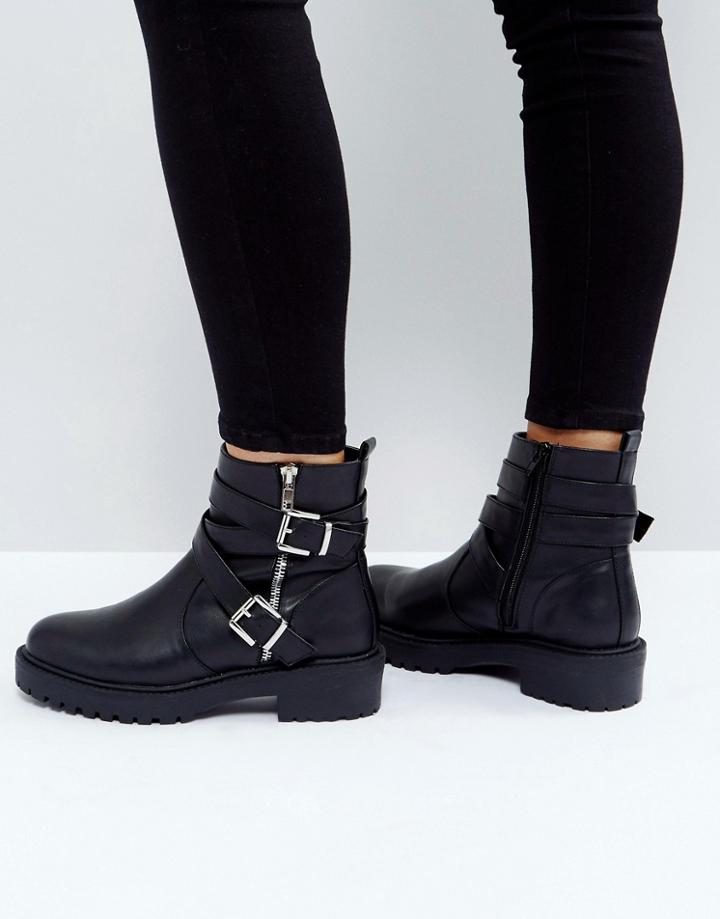 Asos Access Biker Boots - Black