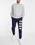 Lacoste Repeat Logo Sweatpants In Navy Exclusive To Asos