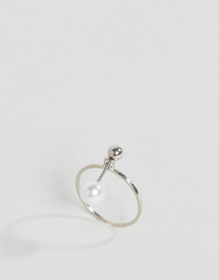 Asos Pearl Bar Ring - Silver