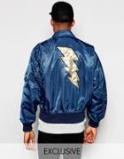 Reclaimed Vintage Ma2 Bomber Jacket With Back Applique - Navy