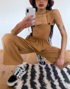 Asos Design Tie Side Overalls In Rust-brown